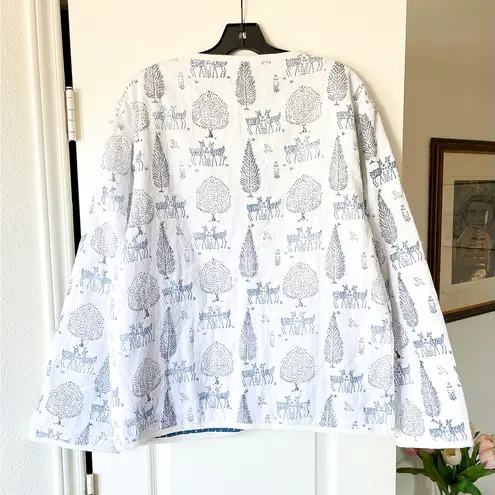 Emerson Fry Reversible Quilted Jacket Twin Fawn Organic Cotton Blue Large EUC