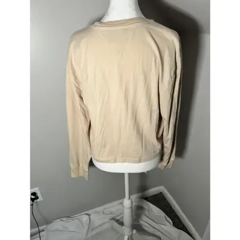 Tommy Hilfiger Tommy Jeans badge Beige Long Sleeve Cropped‎ T-Shirt