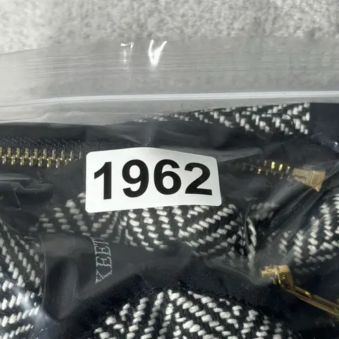 Merokeety Jacket Womens Small Black White Herringbone Vest Casual Neutral Preppy