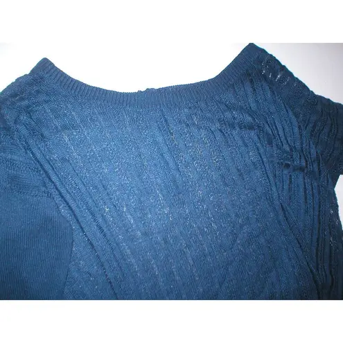 Womens New Womens Open Knit Sweater Dunnes 14 Navy Blue Linen Viscose St Bernard
