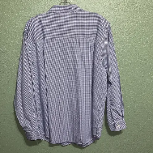 Susan Bristol Vintage gingham check camp shirt with embroidered flowers on pocket 90s blouse