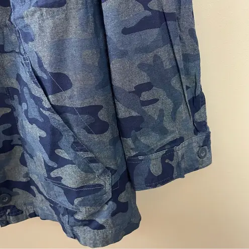 Woman Within  Blue Camouflage Lightweight Cotton Utility Jacket Top  L 18 20