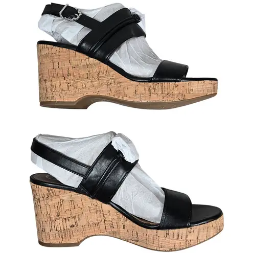 Sam & Libby Chandler Wedge Sandal in Black 9 NIB