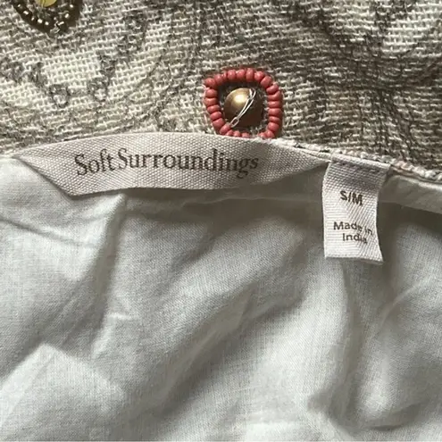 Soft Surroundings Vest Women Small Medium Alhambra Beaded Duster Hippie Bohemian