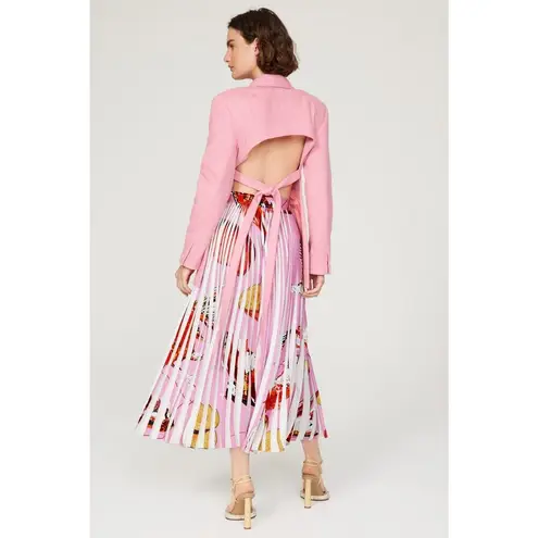 THEBE MAGUGU Pink Abstract Fish Chips Pleated Plissé Maxi Skirt Size Small