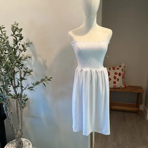 Beach Riot Lilee Strapless Smocked Cover-Up White Dress New!