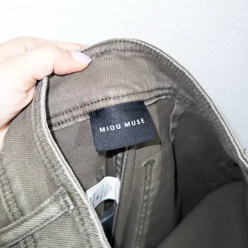 Miou Muse Charcoal High Rise Wide Leg Jeans Size Medium Green