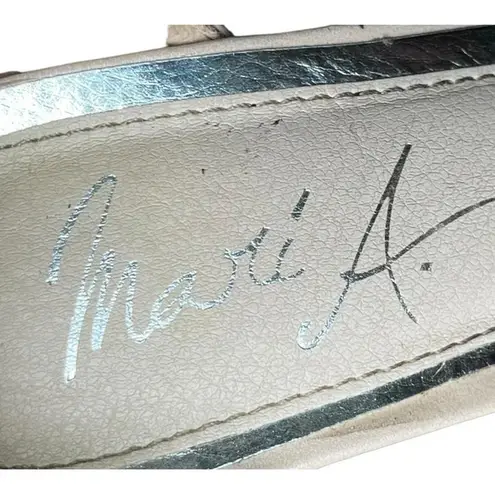 Mari A. Marsha Strappy Chunky Heel Nude Sandals Ankle Strap Faux Leather Size 9 Tan