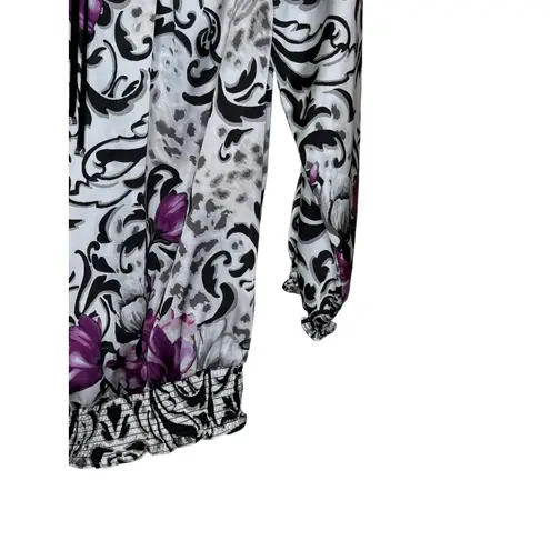 WHBM Women's Top Satin Floral V