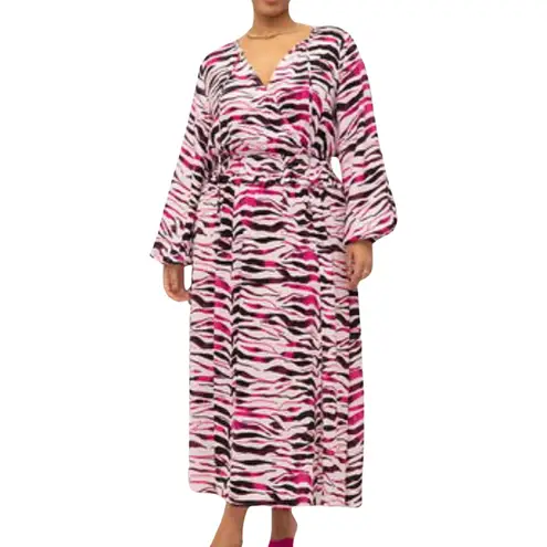 Eloquii Dress Womens 16 Pink Black Zebra Print Maxi Dress Rocker Edgy Statement