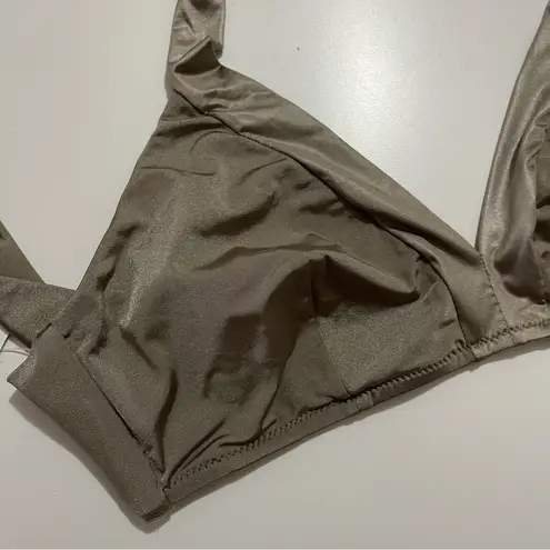 Cosabella Triangle Halter Bikini Top M Metallic Tuxedo Style NWT Minimalist
