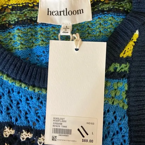Heartloom NEW Kenzie Blue Striped Cotton Crochet Knit Sweater Tank Top Vest L