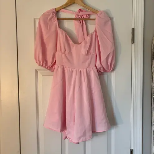 Petal and Pup Billie Satin Romper Pink Girly Feminine Flowy Frilly 2 Puff Sleeve