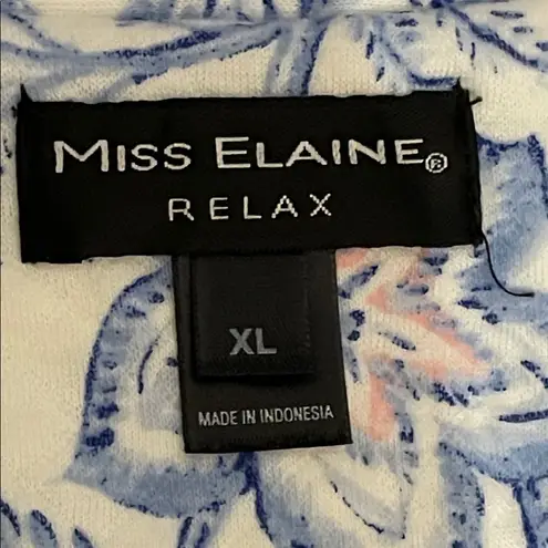 Miss Elaine Blue and White Floral Quilted Snap Front Robe Womens Extra Large Size XL