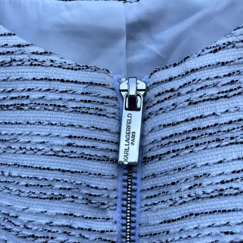 Karl Lagerfeld Paris Tweed Zip Jacket 2 Soft White/Black Fringe