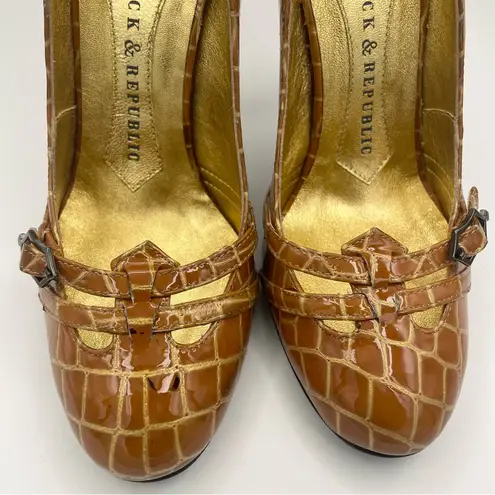 Rock & Republic croc leather stiletto pump heels women Size 37 1/2, 6.5US