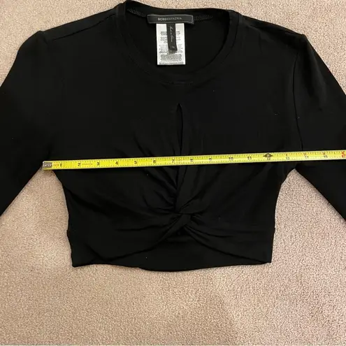 BCBGMAXAZRIA BCBG Long Sleeve Twist Front Crop Top, Black, Size XS, EUC