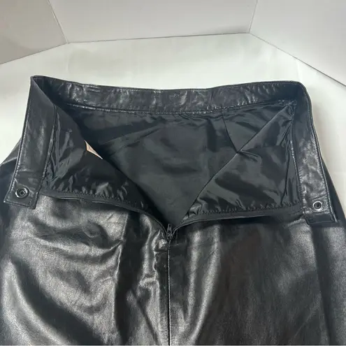 Georgetown Leathers VTG Black Leather Lined Skirt Zip & Snap closure Sz 9/10