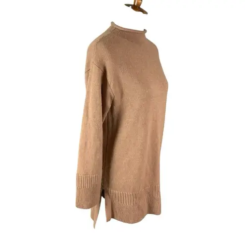 Anthropologie Moth Tan Mock Neck Pullover Sweater Long Sleeve Ribbed Hem Soft Knit XS