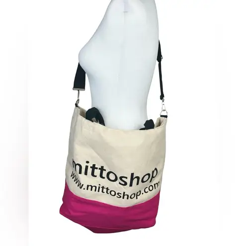 Mittoshop Large Canvas Pink & Khaki Crossbody Handbag Beach Carry On Tote Bag