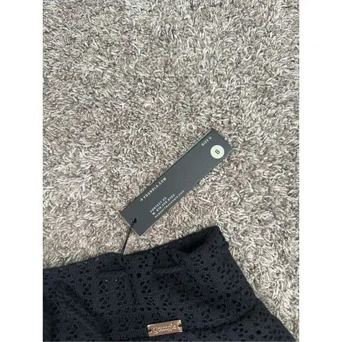 NWT youngla W171 Festival Skirt Black crochet knit flared ruffle mini coverup S