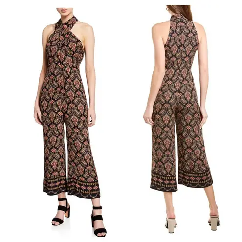 Kobi Halperin Tara Jumpsuit Size 2 Paisley Boho Silk Crisscross Halter Cropped