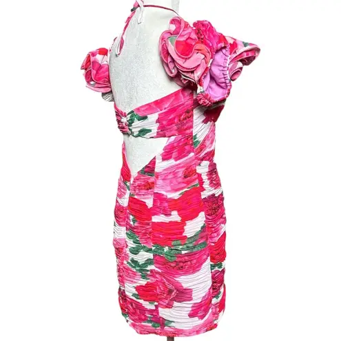 NEW ASOS LUXE Womens Sz 6 Pink mini Floral dress corset Ruched Summer Party Sexy Red