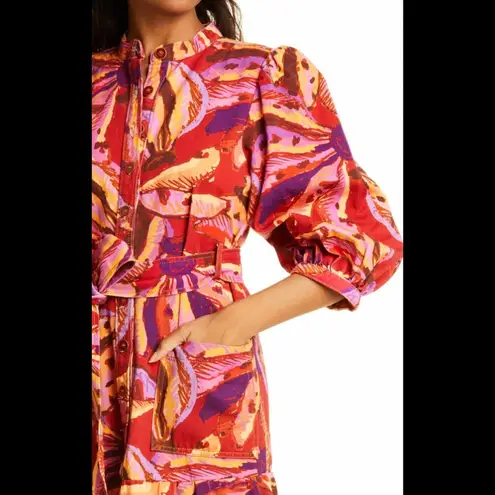 Farm Rio Banana Juice Balloon Sleeve Cotton Dress