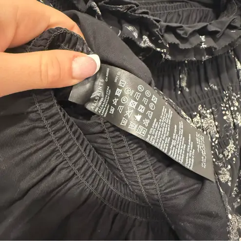 ALLSAINTS Lara Initium Off The Shoulder Smocked Long Blouson Sleeves Top S/M