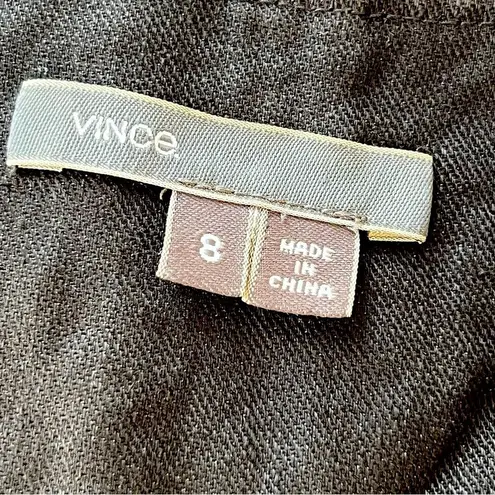 Vince  Black Biker Jacket with Linen, Silk and Leather Size 8