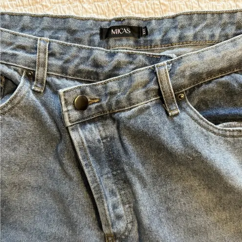 Micas Designer Jeans Straight Leg Asymmetrical Waist Button-up Women XXL