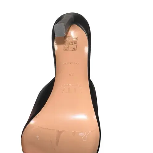 Lita By Ciara Black Solid Square Leather Slide On Heel Sz US 8.5 EU 39 Winter