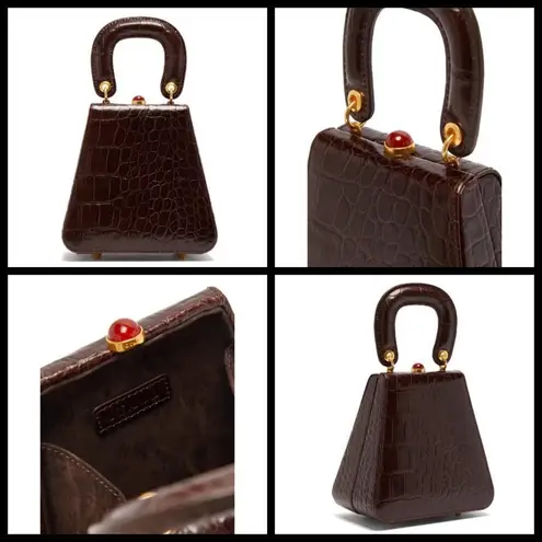 STAUD ππ Kenny Bag Brown Crocodile Embossed