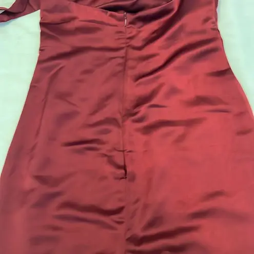 Jason Wu szXS maroon/burgundy satin halter back zip back slit dress NWT