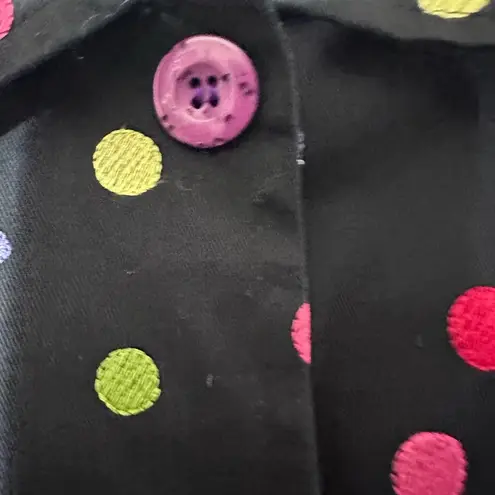 Vintage Embroidered colorful polka dot button down jacket/blazer 100%cotton M Blue Size M