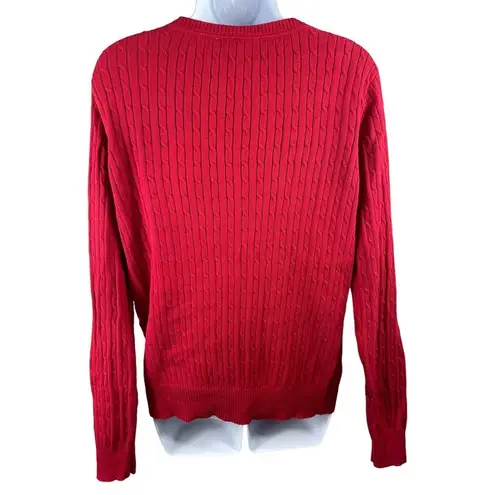 kim rogers  Red Soft Cable Knit Pullover 90s Y2K L Sweater