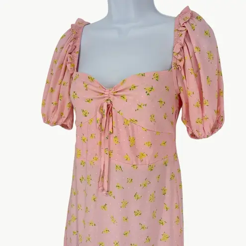 Faithfull the Brand NWT Juniper Luda Floral Midi Dress *FLAW | Sz 4 | Light Pink