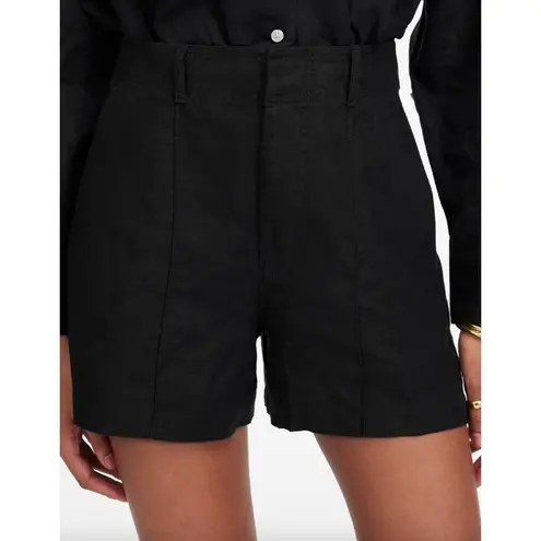 Madewell  Pintucked Shorts in 100% Linen Jet Black High Rise Vacation US 0 NWT