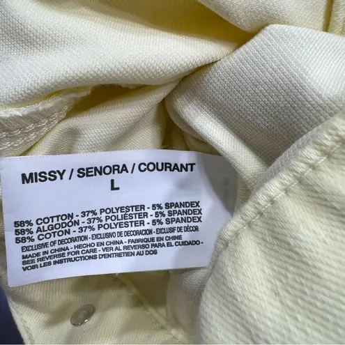 Bandolino Pale Yellow Stretch Button Front Jeans Jacket Women’s Size Large