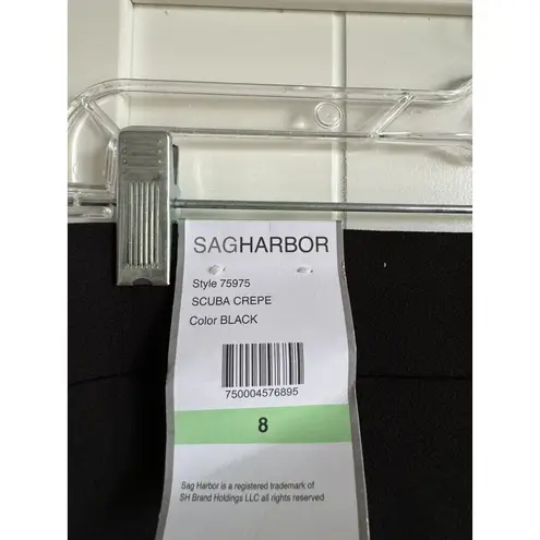 Sag Harbor Womens Pants Sz 8 Black Gold Chain Pull On Dress Scuba Crepe NEW