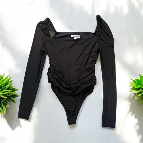 🆕 And Now This Puff Sleeve Ruched Bodysuit Black Size L