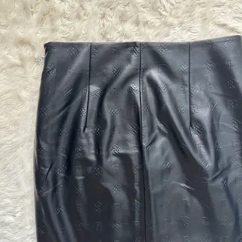 ROTATE Birger Christensen Skirt Leeds Pencil Midi Faux Leather Logo Black 8