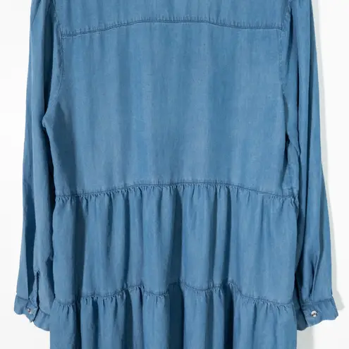 Time And Tru Maternity Denim Dress Womens XL Tiered Button Front Shirt Dress