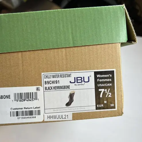 Jambu  Black Herringbone Chilly Water Resistant Boot Size 7.5 New