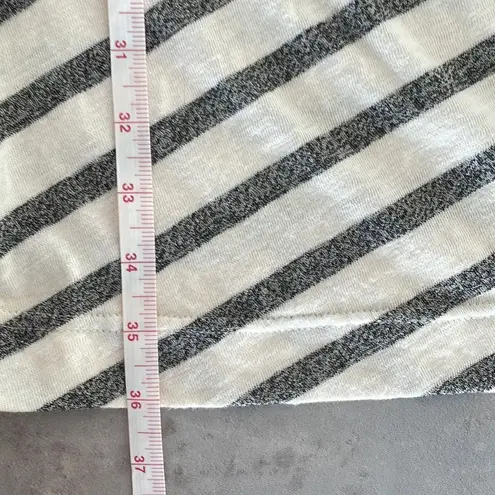 Mystree cap sleeve knee length cinch tie waist cream and gray stripes dress S