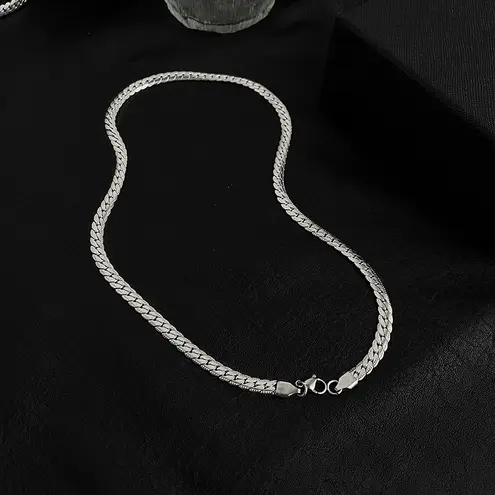 Snake Bone Chain Necklace for Men Women Streetwear Unisex Hip Hop Style Silver