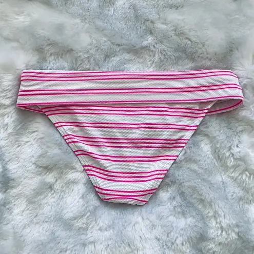Victoria's Secret 🆕 Victoria’s Secret Hot Pink Striped Fold Over Bikini Swimsuit Bottoms Small