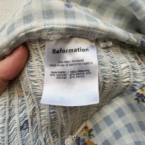 Reformation  Reign Floral Gingham Top in Al Fresco Size 6 - Image 6