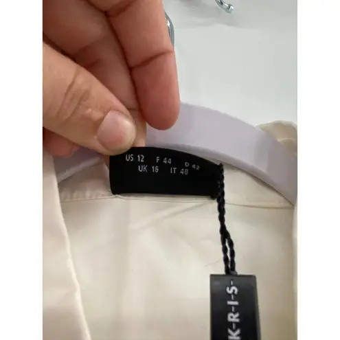 Akris Ecru White Belted Sleeveless Poplin Cape Back Tunic Blouse Size 12 NWT