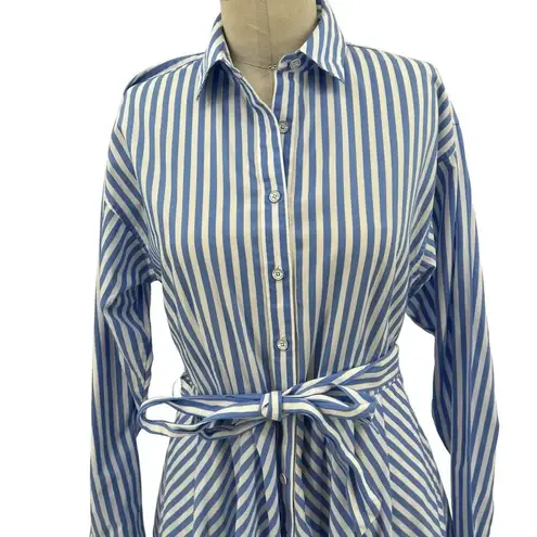 Brooks Brothers Red Fleece Blue White Striped Long Sleeve Shirtdress Size 2